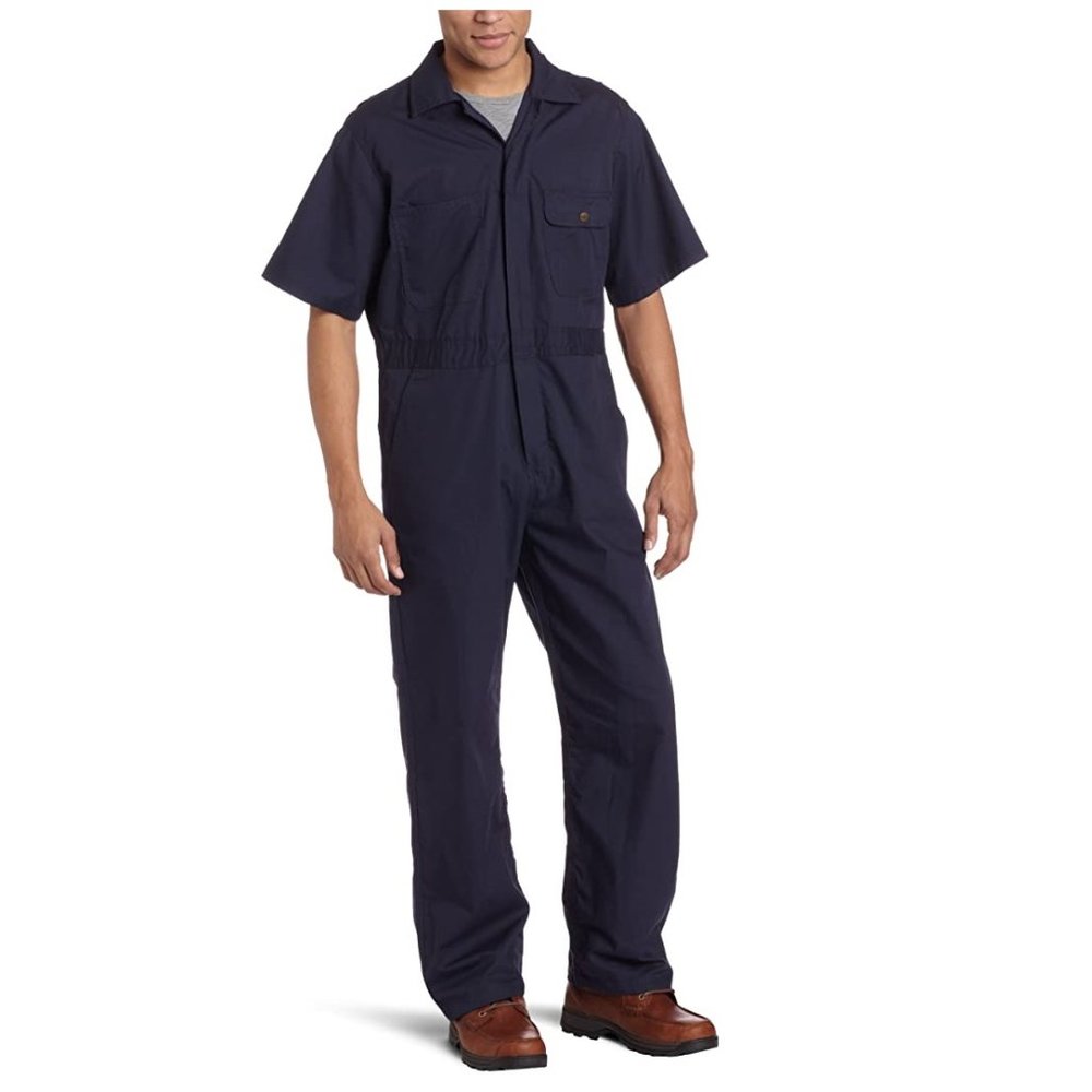 NWT Key Apparel Men's Poplin Unlined Short Sleeve Coverall Navy Size L $80 II116